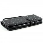 Wholesale iPhone 6 4.7 Diamond Flip PU Leather Wallet Case with Strap (Black)